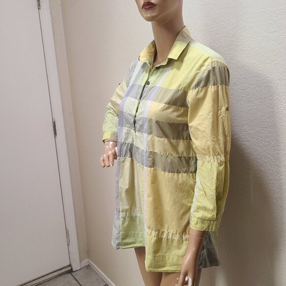 BURBERRY BRIT EXPLODED NOVA CHECK POPOVER SHIRT TUNIC TOP PLAID COTTON sz XS - Picture 3 of 10